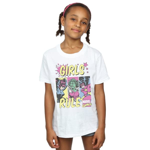 Marvel Comics Girls Rule T-shirt i bomull 9-11 år Vit White 9-11 Years