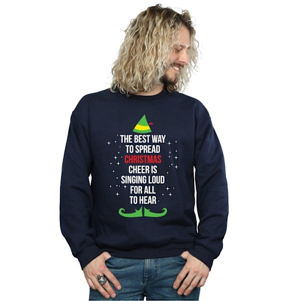 Elf Mens Christmas Cheer Text Sweatshirt M Navy Blue Navy Blue M