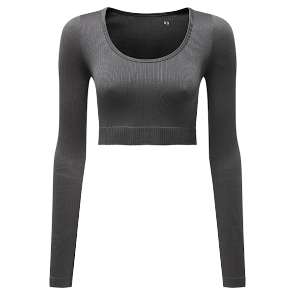 TriDri Dam/Kvinnor Ribbade Sömlösa 3D Crop Top M Charcoal Charcoal M