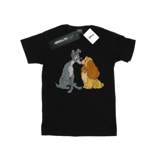 Disney Girls Lady And The Tramp Distressed Kiss T-shirt i bomull Black 5-6 Years