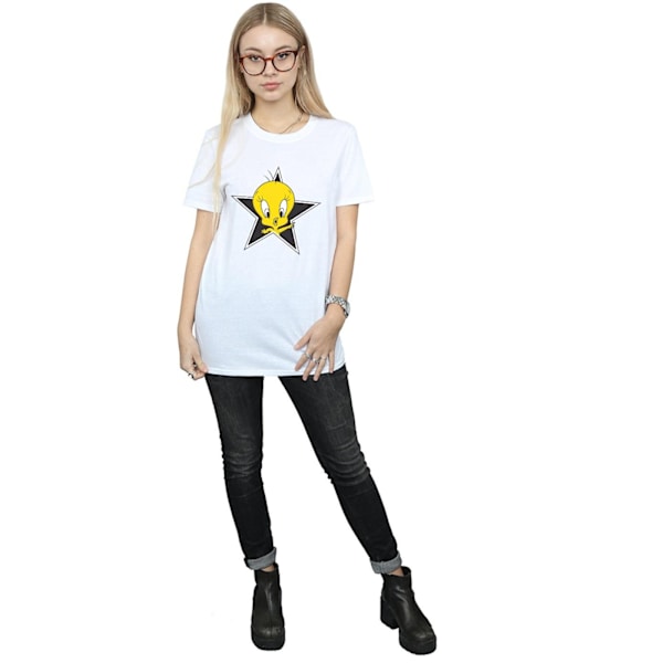 Looney Tunes Dam/Damer Tweety Pie Star Bomull Boyfriend T-S White M