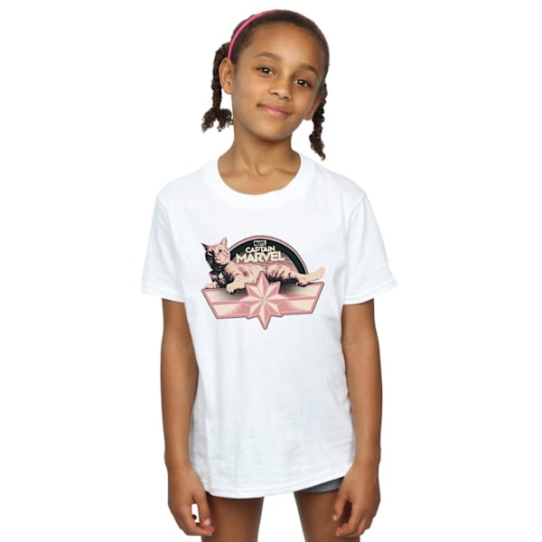 Marvel Girls Captain Marvel Chillin Goose Bomull T-shirt 12-13 White 12-13 Years