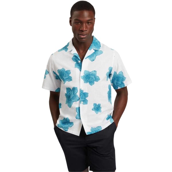 Ted Baker Herr Blommig Seersucker Kortärmad Skjorta S Vit White S