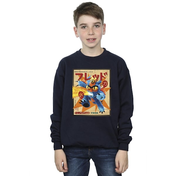 Disney Boys Big Hero 6 Baymax Fred Newspaper Sweatshirt 3-4 År Navy Blue 3-4 Years