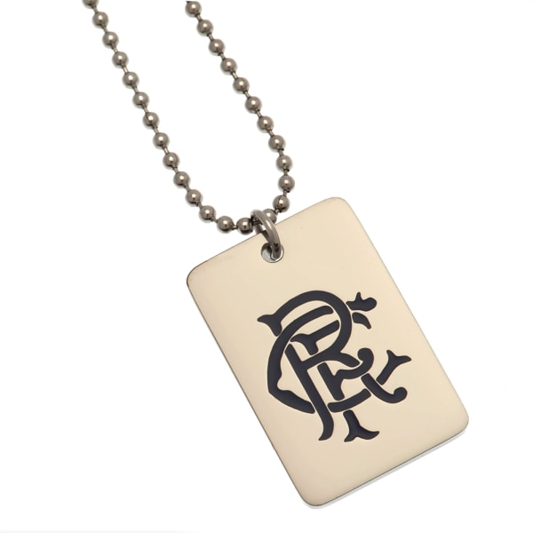 Rangers FC Emalj Crest Dog Tag And Chain One Size Vit/Svart/ White/Black/Silver One Size