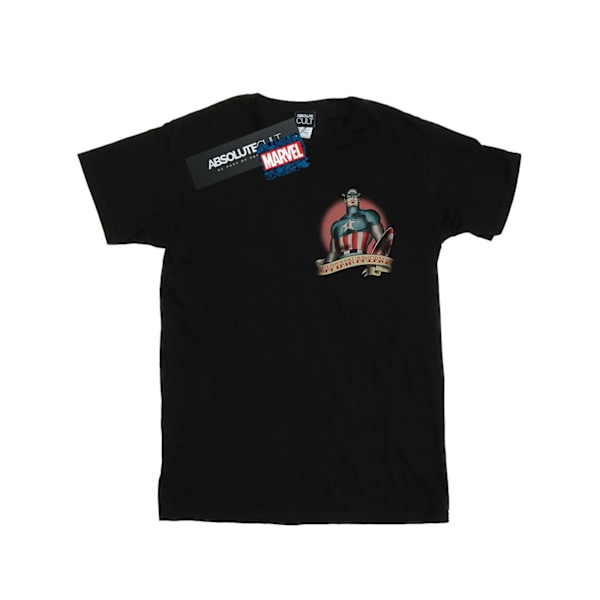 Marvel Herr Captain America Tatuering Brösttryck T-shirt 4XL Svart Black 4XL