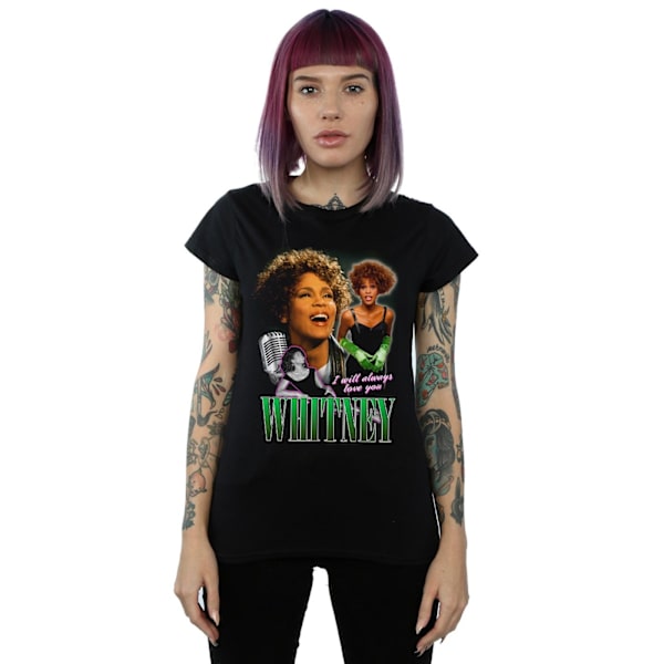 Whitney Houston Dam/Kvinnor Jag Kommer Alltid Älska Dig Homage Bomull T-shirt Black M