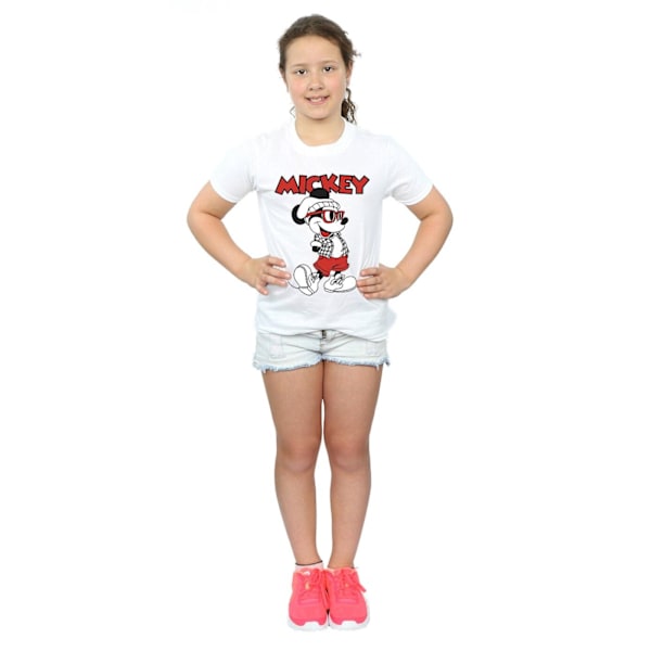 Disney Girls Mickey Mouse Hipster Bomull T-shirt 7-8 År Vit White 7-8 Years