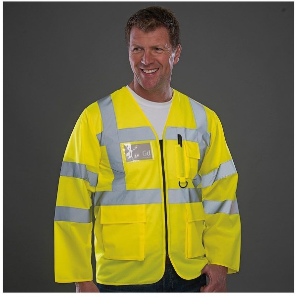 Yoko Mens Executive Hi-Vis Långärmad säkerhetsväst L Hi-Vi Hi-Vis Yellow L