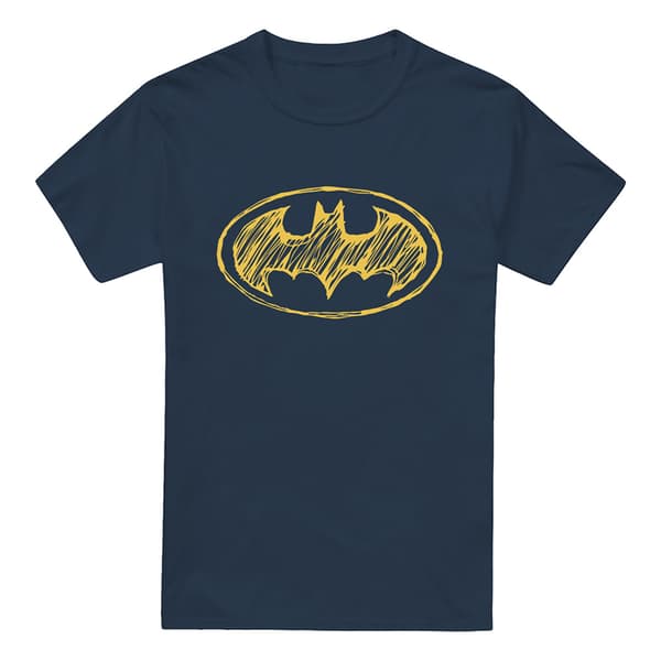 Batman Herr Scribble Logo T-Shirt L Marinblå Navy L
