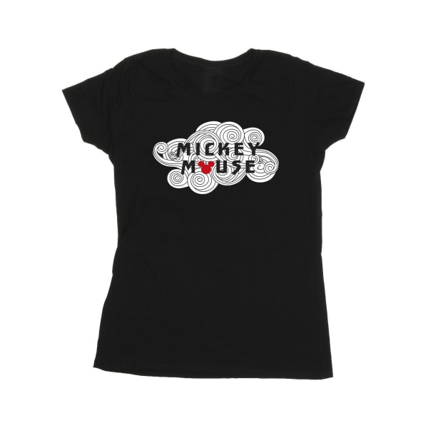 Disney Mickey Mouse Swirl T-shirt i bomull för damer/damer M B Black M