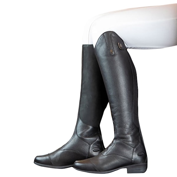 Moretta Dam/Dam Albina Läder Långa Ridstövlar 9 UK Wid Black 9 UK Wide