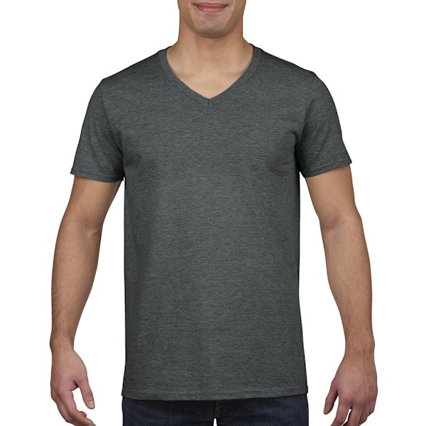 Gildan Soft Style V-halsad kortärmad T-shirt L Dark Heath Dark Heather L