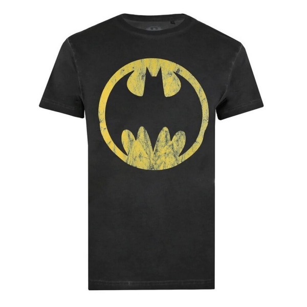 Batman Herr Acid Wash T-Shirt M Vintage Svart/Gul Vintage Black/Yellow M