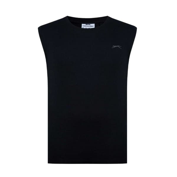 Slazenger Herr Logotyp Bomull Linne Topp M Svart Black M