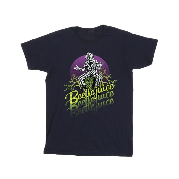 Beetlejuice Purple Circle T-shirt för män L Marinblå Navy Blue L