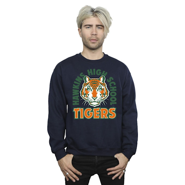 Netflix Mens Stranger Things Hawkins Arch Tiger Sweatshirt XL N Navy Blue XL