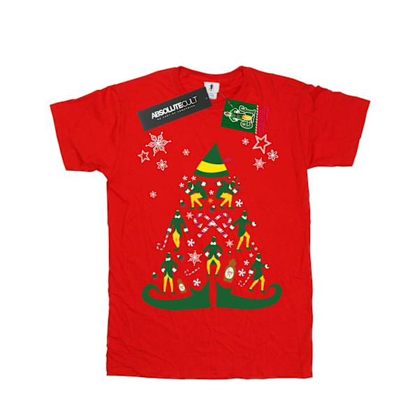 Elf flickor julgran bomull T-shirt 5-6 år röd Red 5-6 Years