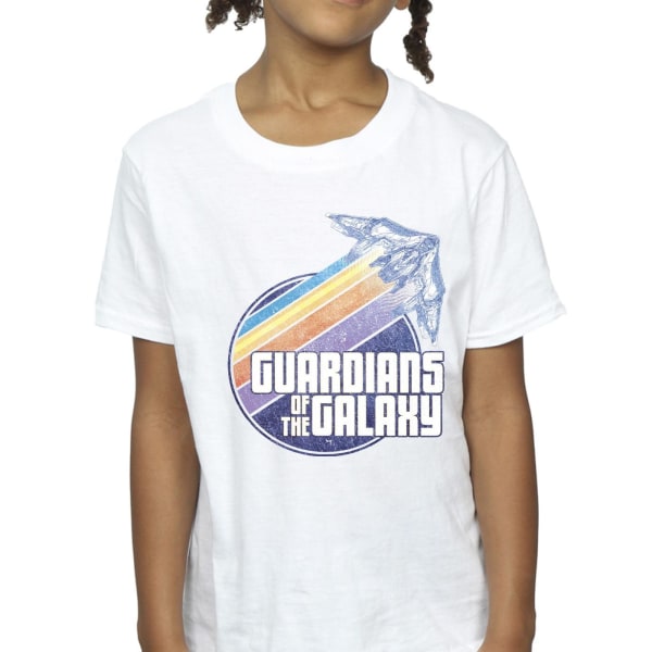 Guardians Of The Galaxy Girls Badge Rocket Cotton T-shirt 9-11 White 9-11 Years