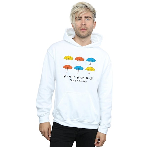 Friends Mens Coloured Umbrellas Hoodie M Vit White M