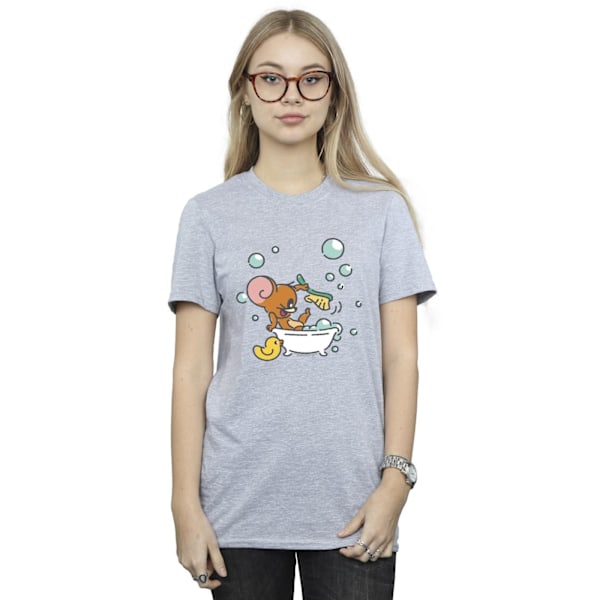 Tom And Jerry Dam/Damer Badtid Bomull Boyfriend T-shirt Sports Grey S