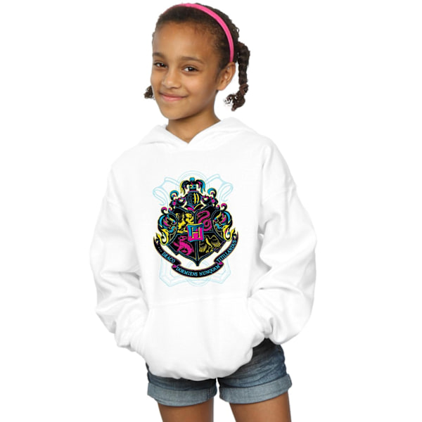 Harry Potter Tjejer Hogwarts Crest Bomullströja 7-8 År Vit White 7-8 Years