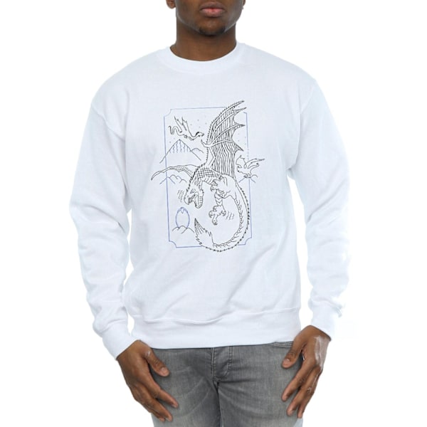 Harry Potter Herr Dragon Line Art Sweatshirt L Vit White L