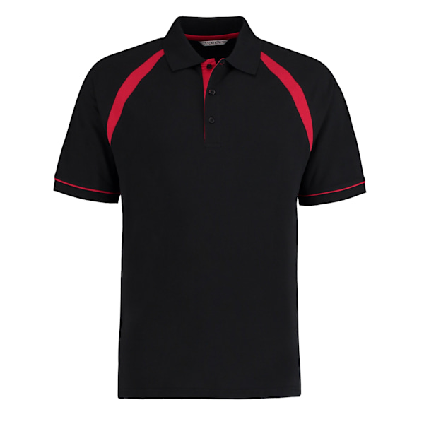 Kustom Kit Herr Oak Hill Piqué Poloskjorta L Svart/Ljusröd Black/Bright Red L