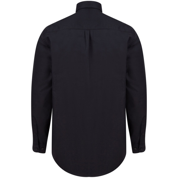 Henbury Herr Modern Långärmad Klassisk Passform Oxford Skjorta L Svart Black L