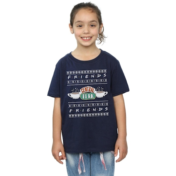 Friends Girls Fair Isle Central Perk Bomull T-shirt 12-13 år Navy Blue 12-13 Years