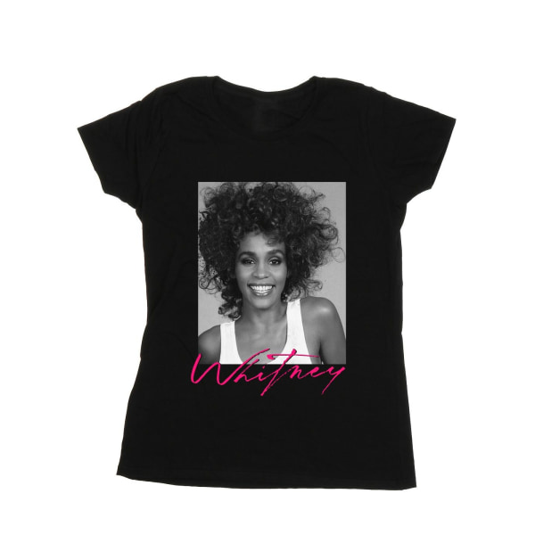 Whitney Houston Dam/Kvinnor Leende Foto Bomull T-shirt X Black XL