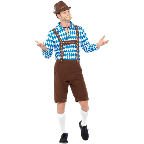 Smiffys Bayersk Öldräkt för Män XL Blå/Brun Blue/Brown XL