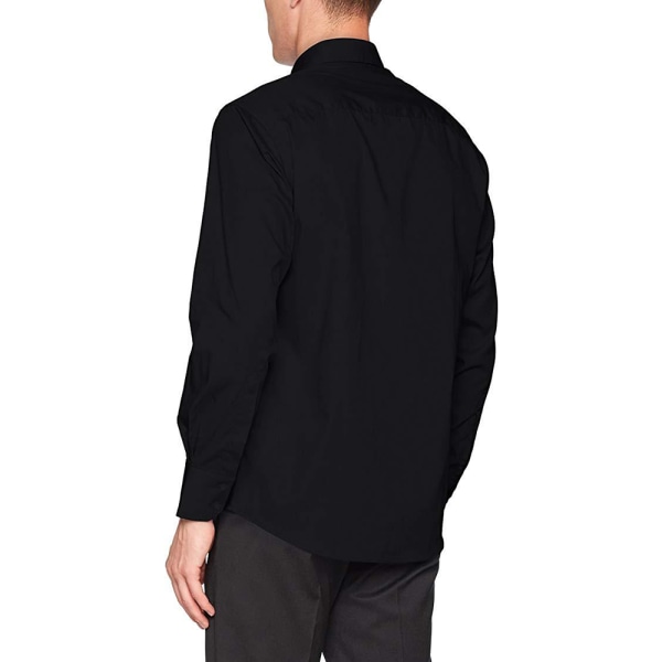 Kustom Kit Herr långärmad skräddarsydd Premium Oxford skjorta 1 Black 16.5inch