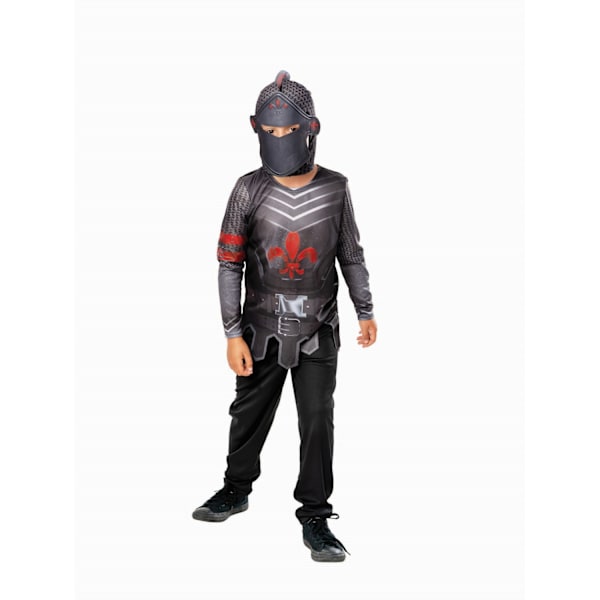 Bristol Novelty Barnkostym för barn/barn, svart riddare, 5-6 år Black/Grey/Red 5-6 Years