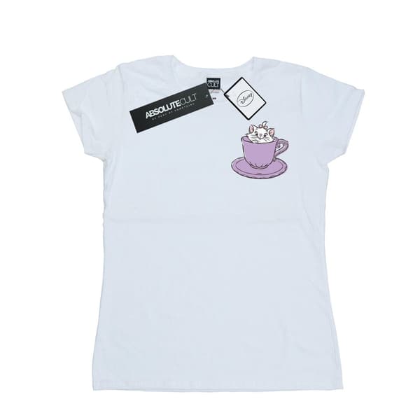 Disney Dam/Dam Aristocats Marie In Cup Brösttryck Bomull White L