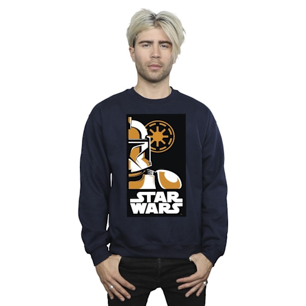 Star Wars Stormtrooper Art Poster Sweatshirt för män, marinblå, S Navy Blue S