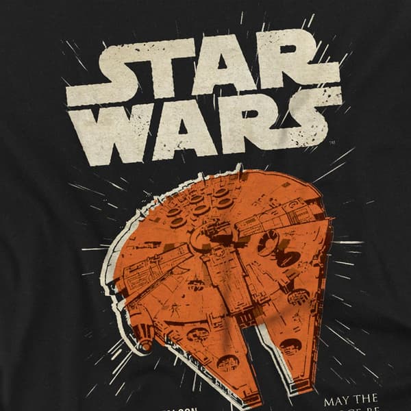 Star Wars Dam/Dam Millenium Falcon Retro Fitted T-Shirt S Black S