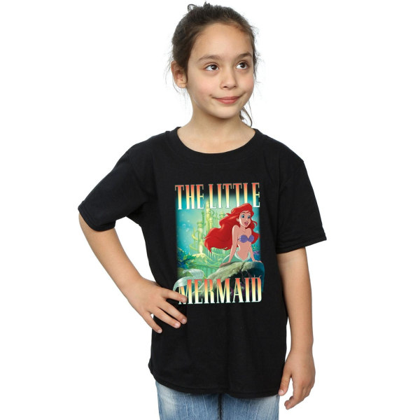 The Little Mermaid Girls Ariel Montage T-shirt i bomull 7-8 år Black 7-8 Years