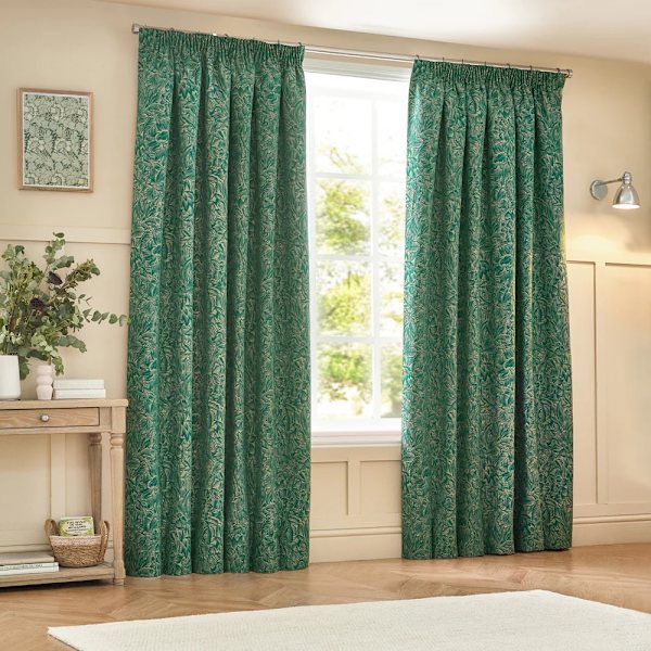 Wylder Nature Grantley Jacquard Pencil Pleat Gardiner 168cm x 1 Emerald 168cm x 183cm