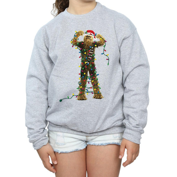 Star Wars Chewbacca Julbelysning Sweatshirt för flickor 5-6 år Sports Grey 5-6 Years