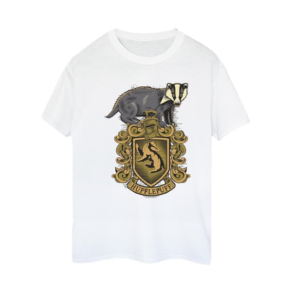 Harry Potter Dam/Kvinnor Hufflepuff Sketch Crest Bomull Boyfr White S