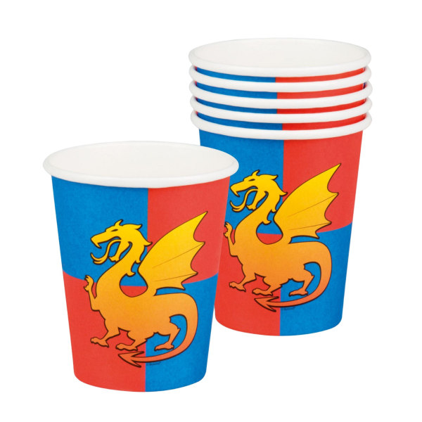 Knight Dragon 250 ml engångskopp (pack med 6) En one size röd/blå Red/Blue/Yellow One Size