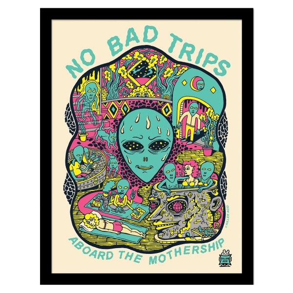 Killer Acid No Bad Trips Inramad Poster 40cm x 30cm Flerfärgad Multicoloured 40cm x 30cm