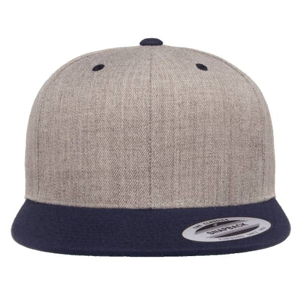 Yupoong The Classic Premium Snapback 2-Tone Cap One Size H Heather Grey/Navy One Size