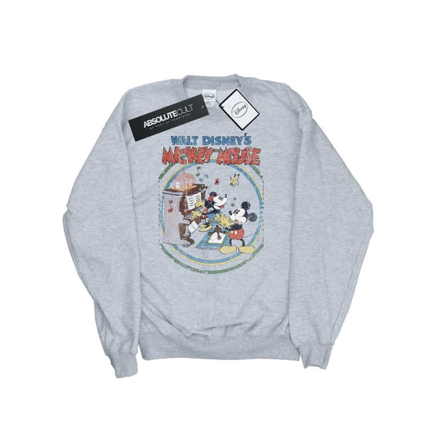 Disney Dam/Kvinnor Mickey Mouse Piano Sweatshirt M Heather Grå Heather Grey M