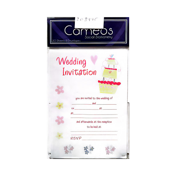 Cameos Cake Bröllopsinbjudan (20-pack) One Size Vit/Rosa White/Pink/Yellow One Size