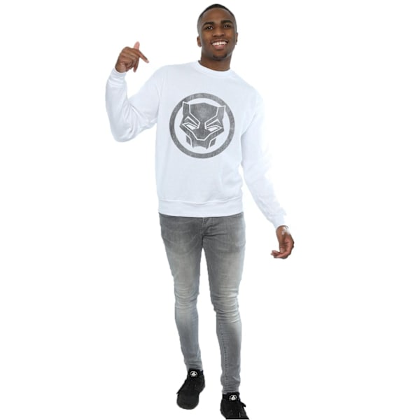 Marvel Herr Svart Panter Distressed Icon Sweatshirt L Vit White L