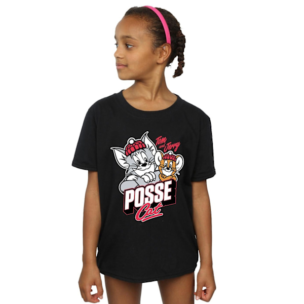 Tom And Jerry Girls Posse Cat Bomull T-shirt 12-13 År Svart Black 12-13 Years