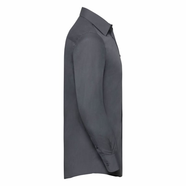 Russell Collection Herr Långärmad Poly-Cotton Easy Care Skräddarsydd Poplin Skjorta L Convoy Grey Convoy Grey L