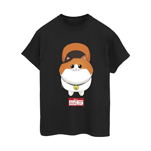 Disney Dam/Kvinnor Big Hero 6 Baymax Kattunge Ansikte Bomull Pojkvän T-shirt Black S